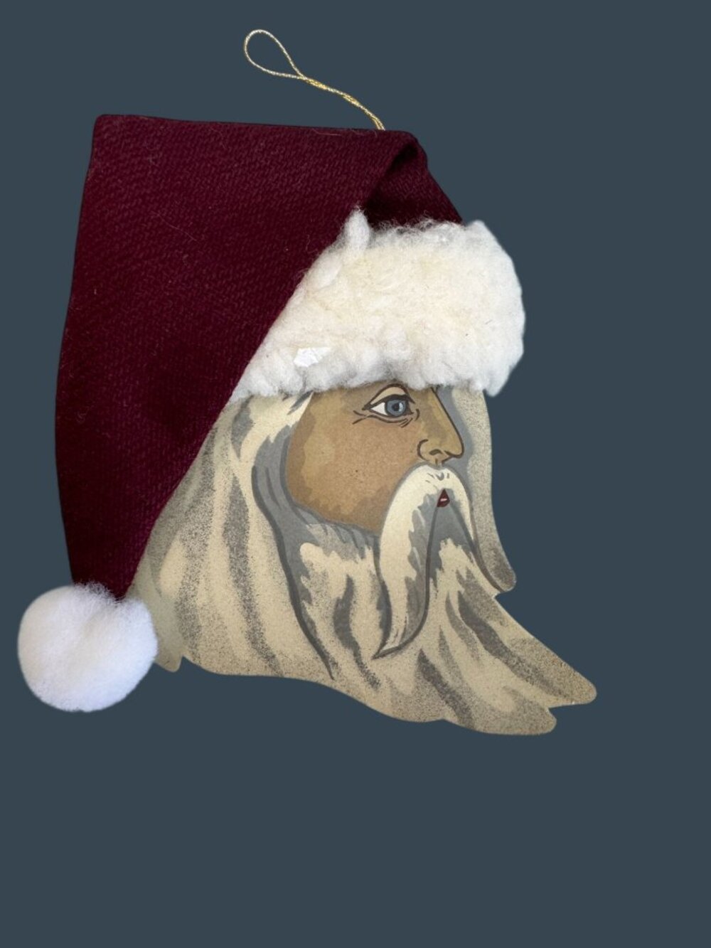 Signed Young 1996 Shadowdancer Santa Face Metal Ornament Felt Hat 5.5" - Picture 4 of 8
